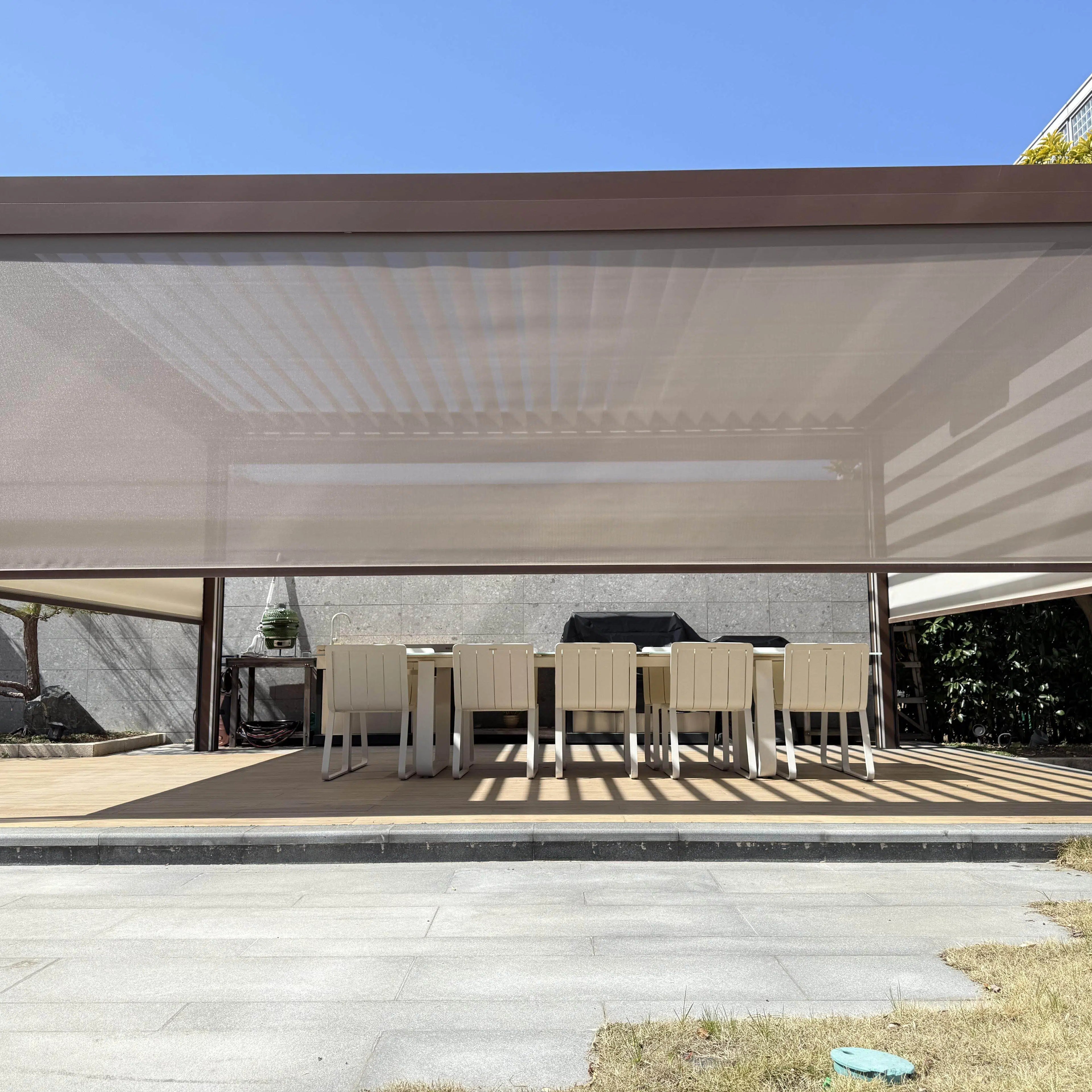 Hot Sale Electric Aluminium Alloy Pergola Intelligent Adjustable Sunshade Louver Waterproof for Outdoor Living Courtyard Garden