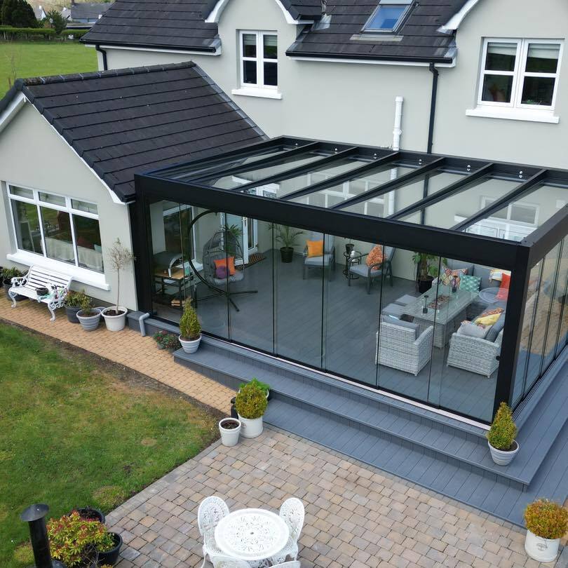 Bioclimatic Luxury Modern Glass Sunroom Aluminum Pergolas Waterproof Powder Coated Eco-Friendly Outdoor