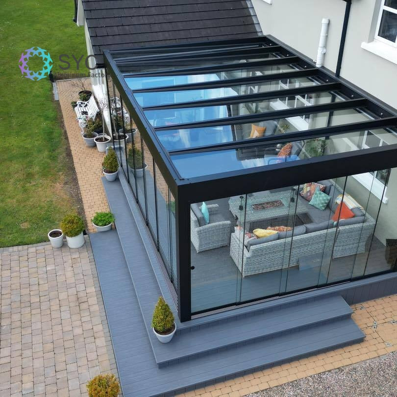 Bioclimatic Luxury Modern Glass Sunroom Aluminum Pergolas Waterproof Powder Coated Eco-Friendly Outdoor