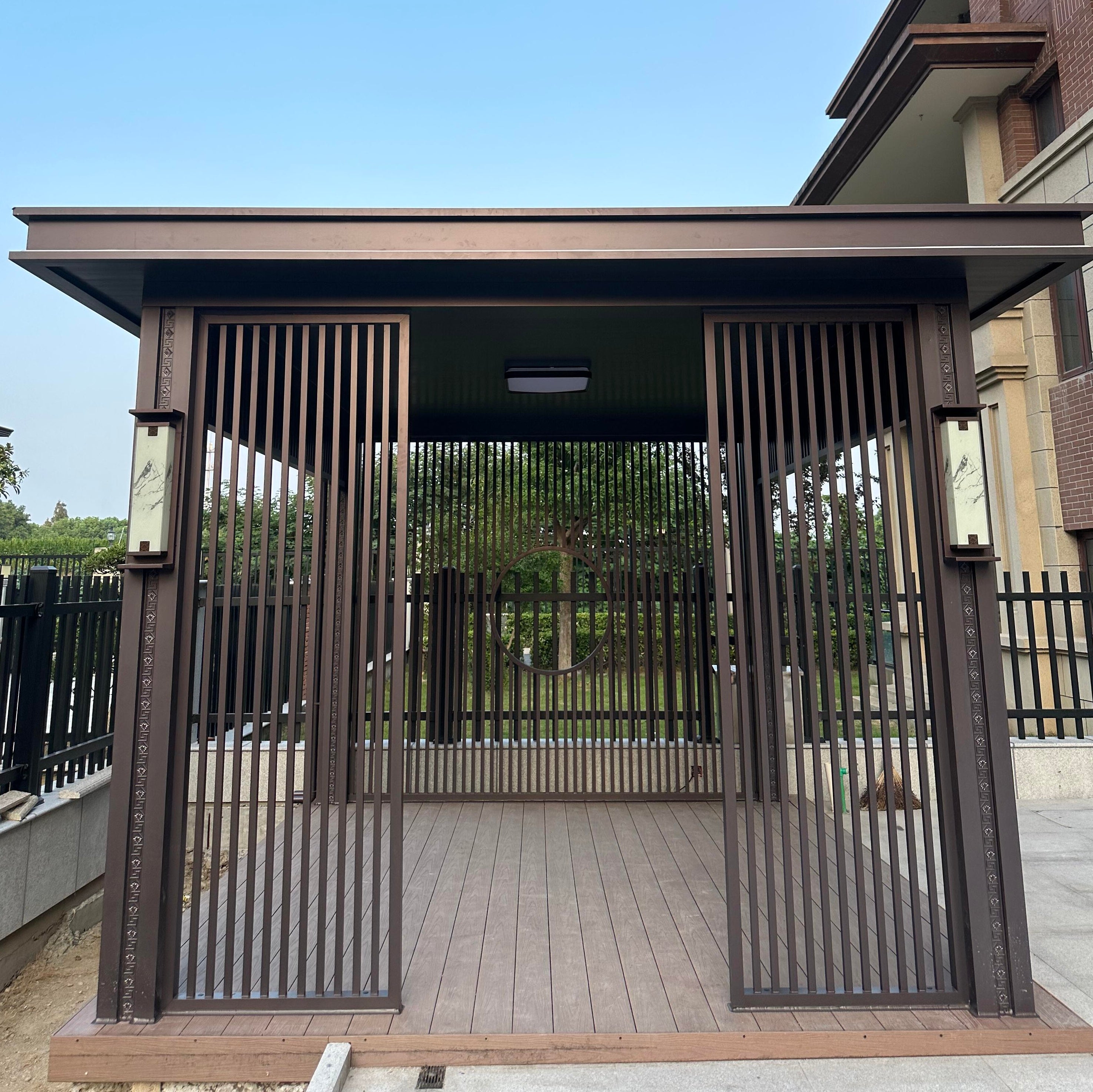 Chinese Style Aluminum Pergola Decorative Roof Weatherproof Easy Assembly Rustproof for Backyard Patio Garden