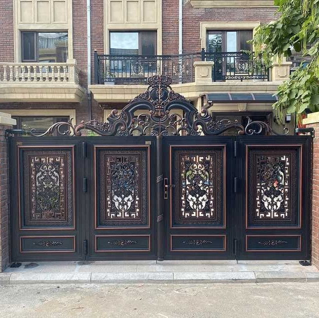 Luxury Aluminum Fancy Gate for Villas Easily Assembled Eco-Friendly Rot Proof 3D Modeling 10ft Height Main Gate
