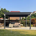 Electric Aluminum Pergola with Louvered Roof & Windproof Screens Adjustable Sunshade & Rainproof for Outdoor Backyard