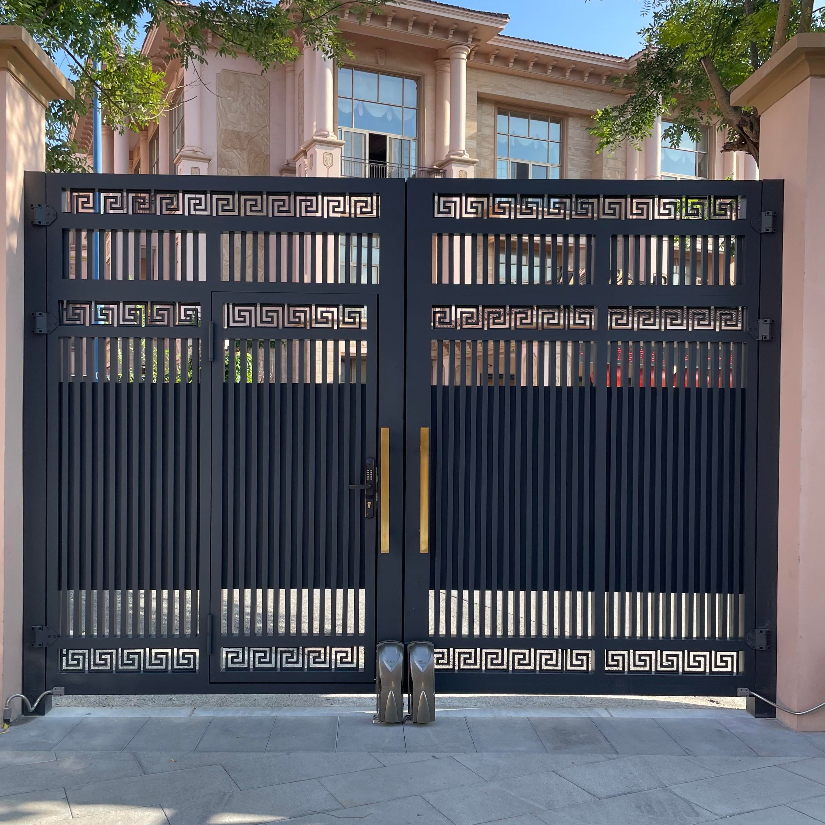 Automatic Aluminum Alloy Electric Double Swing Gate with Door-in-Door Design for Courtyard Security Gate Kit Included