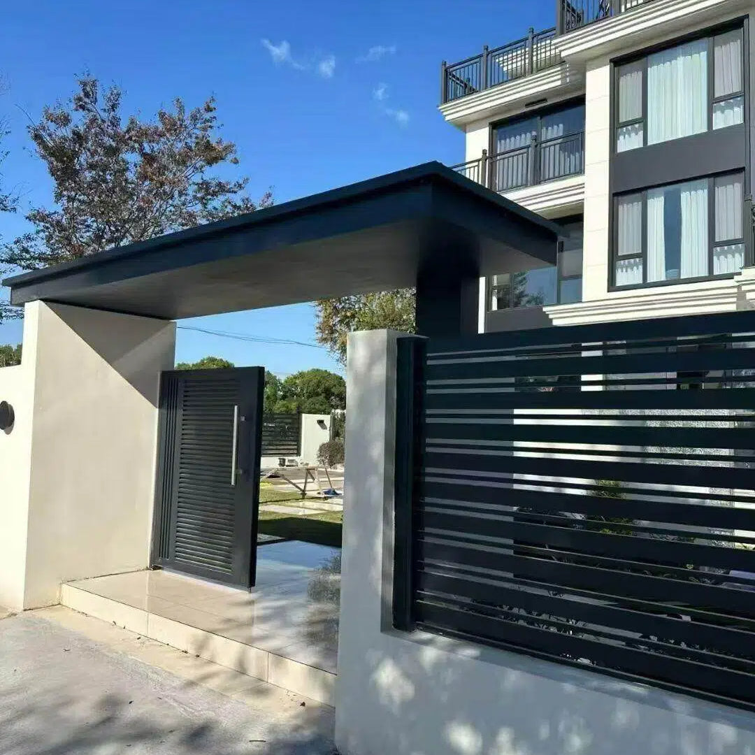 Luxury Modern Aluminum Privacy Garden Gate Horizontal Premium Slat Modular Design Waterproof Eco-Friendly 3D Modeling Matching
