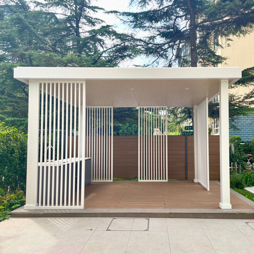 Chinese Style Aluminum Pergola Decorative Roof Weatherproof Easy Assembly Rustproof for Backyard Patio Garden