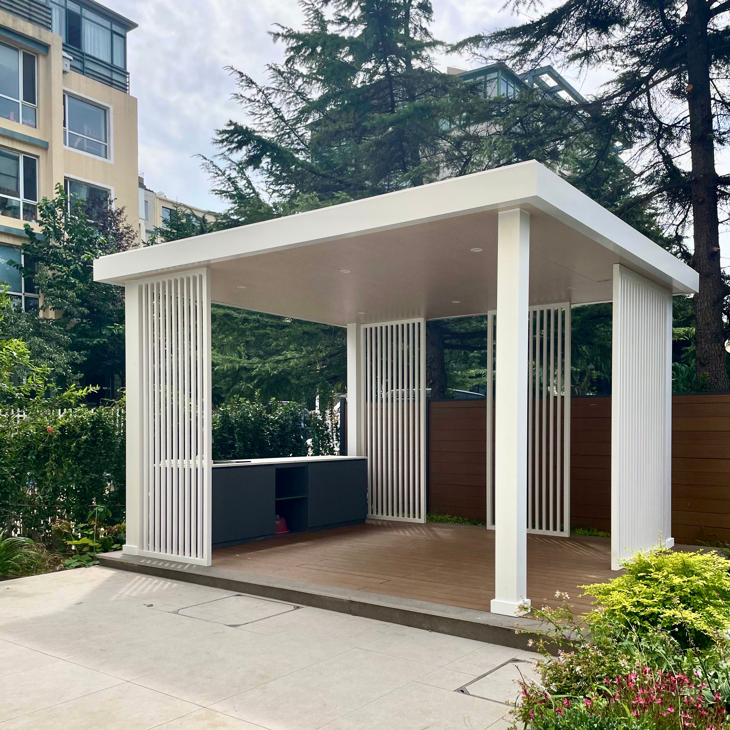Chinese Style Aluminum Pergola Decorative Roof Weatherproof Easy Assembly Rustproof for Backyard Patio Garden