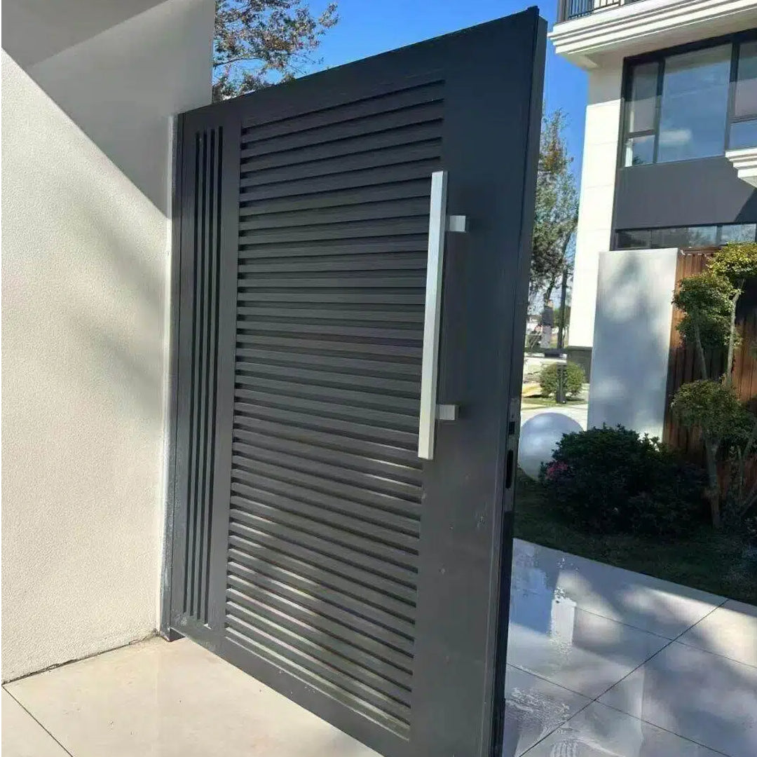 Luxury Modern Aluminum Privacy Garden Gate Horizontal Premium Slat Modular Design Waterproof Eco-Friendly 3D Modeling Matching