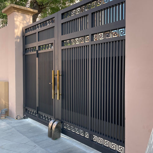 Automatic Aluminum Alloy Electric Double Swing Gate with Door-in-Door Design for Courtyard Security Gate Kit Included