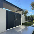 Luxury Modern Aluminum Privacy Garden Gate Horizontal Premium Slat Modular Design Waterproof Eco-Friendly 3D Modeling Matching