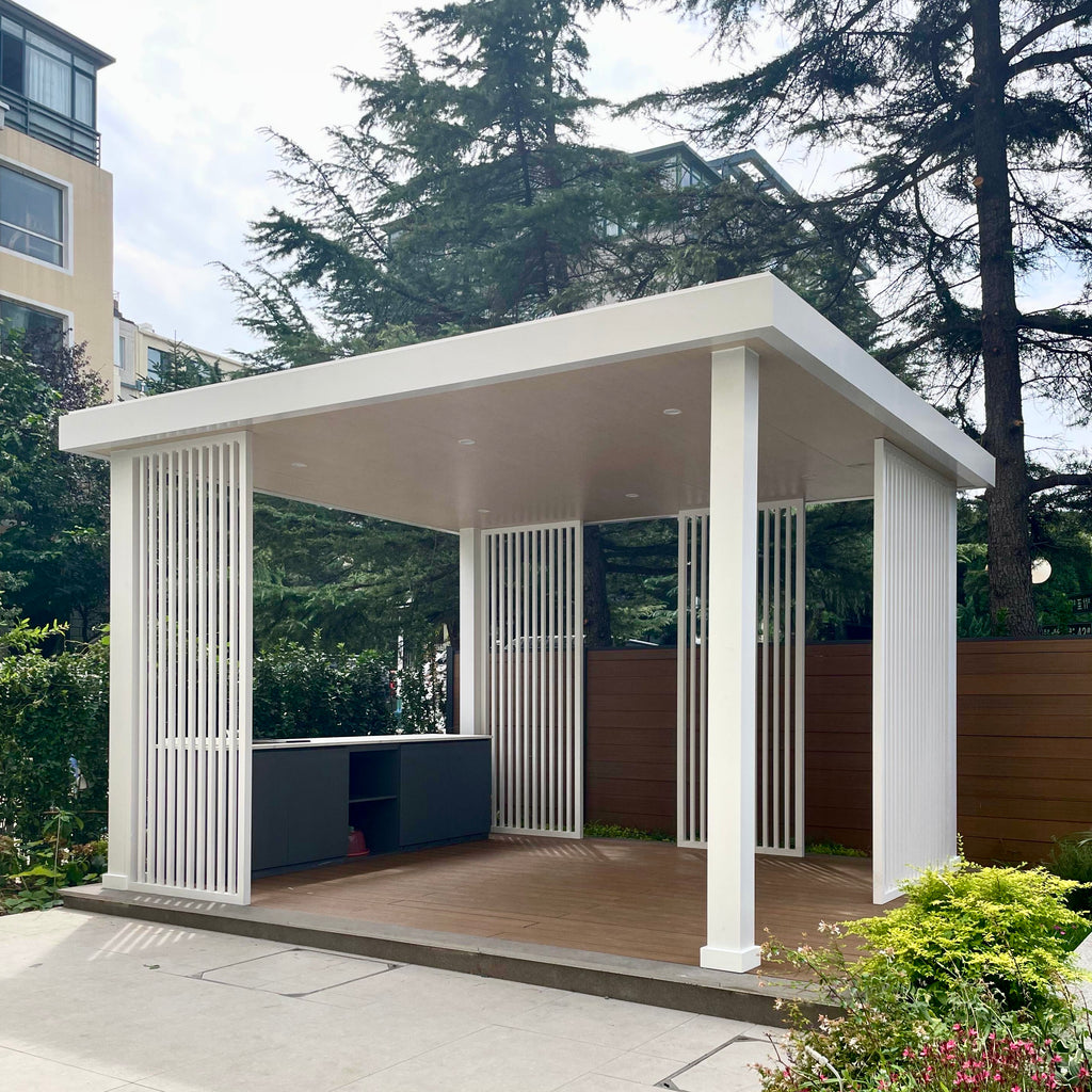 Chinese Style Aluminum Pergola Decorative Roof Weatherproof Easy Assembly Rustproof for Backyard Patio Garden