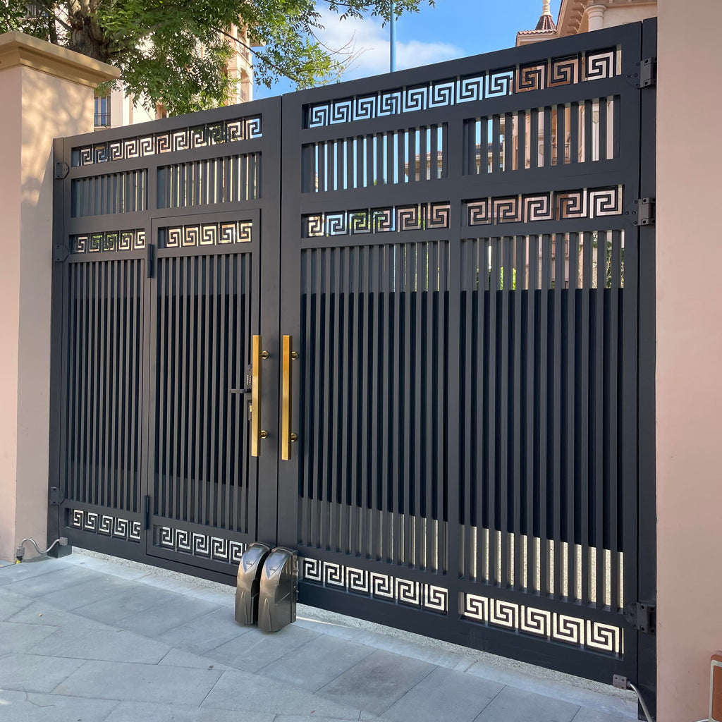 Automatic Aluminum Alloy Electric Double Swing Gate with Door-in-Door Design for Courtyard Security Gate Kit Included