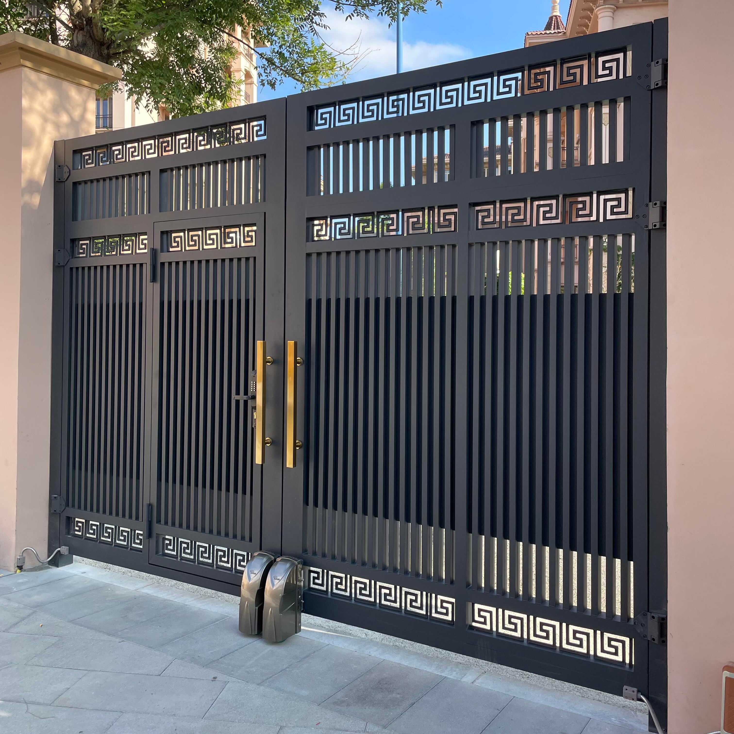 Automatic Aluminum Alloy Electric Double Swing Gate with Door-in-Door Design for Courtyard Security Gate Kit Included