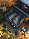 Wholesale Eco-Friendly Alu Pergola LED Lights Motorized Waterproof Louvre Pergola Powder Coated Frame Nature Pressure Treated