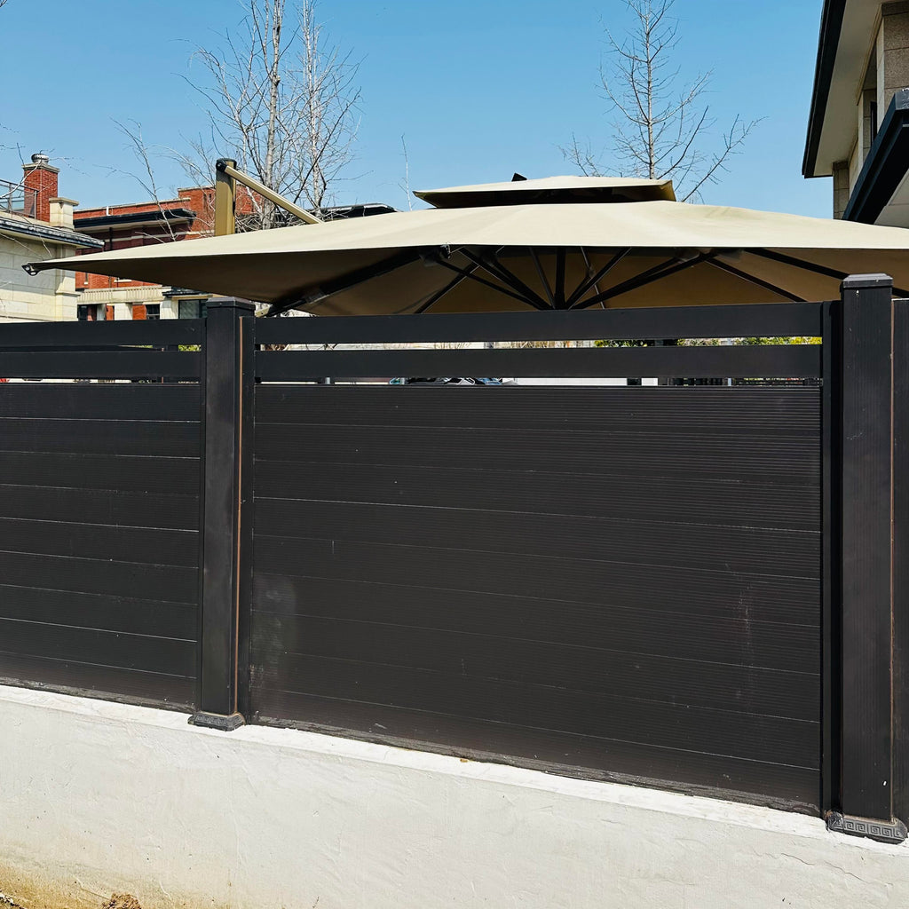 Powder Coated Black Aluminum Horizontal Slat Fence for Outdoor Garden Rust Free Quick Fit