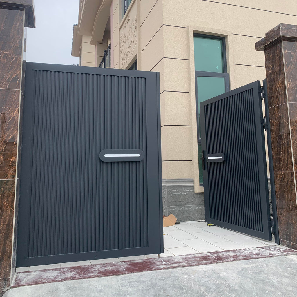 Aluminum Alloy Double Swing Gate for Villa Courtyard Heavy Duty Automatic Opening System with Remote Control Weatherproof