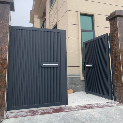Aluminum Alloy Double Swing Gate for Villa Courtyard Heavy Duty Automatic Opening System with Remote Control Weatherproof
