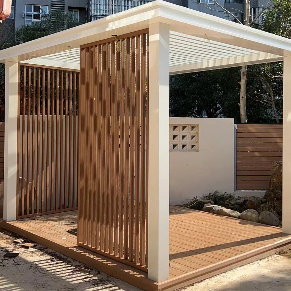 Custom Outdoor Courtyard Electric Aluminum Alloy Sunshine Room Rainproof Windproof Eco-friendly Blizzard Villa Pavilion
