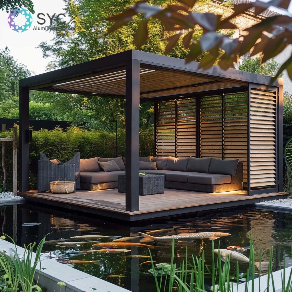 Custom Outdoor Courtyard Electric Aluminum Alloy Sunshine Room Rainproof Windproof Eco-friendly Blizzard Villa Pavilion