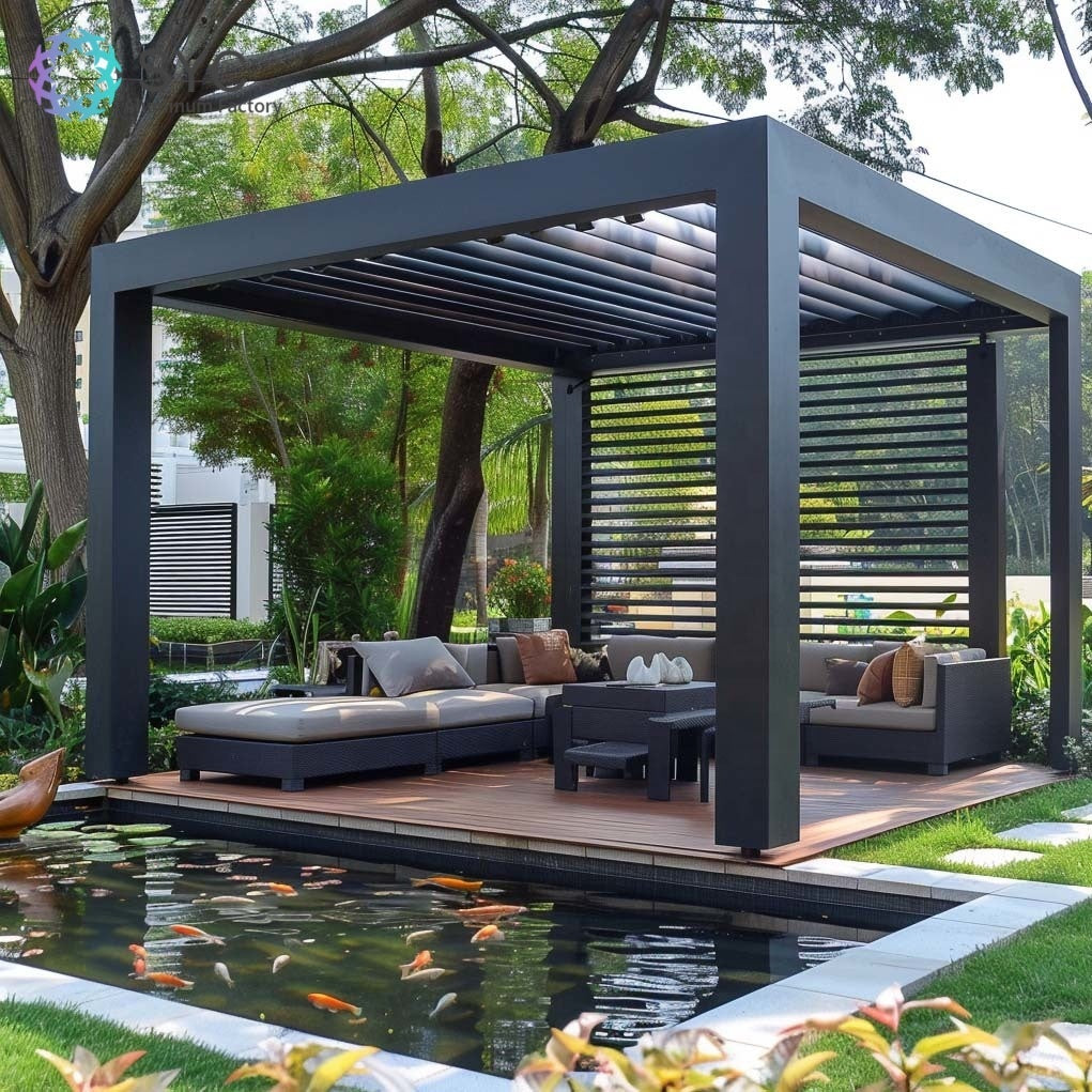 Smart Metal Aluminum Pergola Garden Patio Yard Motorized Louvered Exterior Bioclimatic Easily Assembled Pressure Rodent Proof