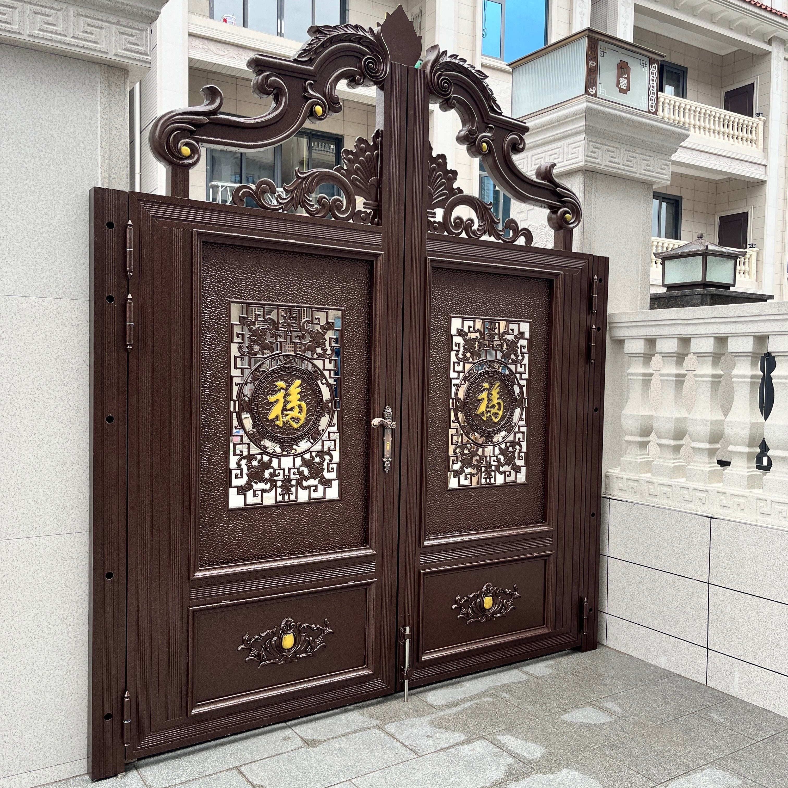 Low Maintenance Aluminum Double Swing Gate European Design for Villa Courtyard Weatherproof Sealed Bearings