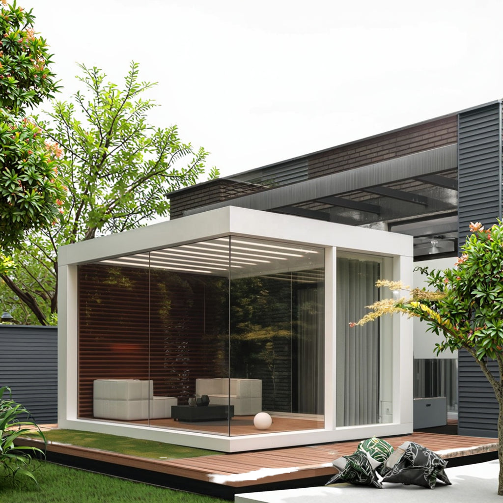 Wasserdichte elektrische Lamellen-Pergola-Dachfabrik Gartenpavillon Bioklimatische umweltfreundliche Aluminium-Pergola für den Außenbereich