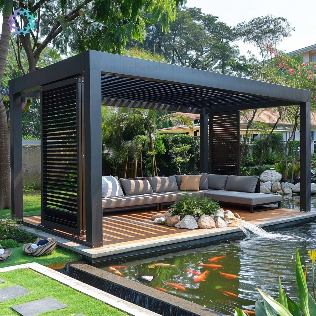 Smart Metal Aluminum Pergola Garden Patio Yard Motorized Louvered Exterior Bioclimatic Easily Assembled Pressure Rodent Proof