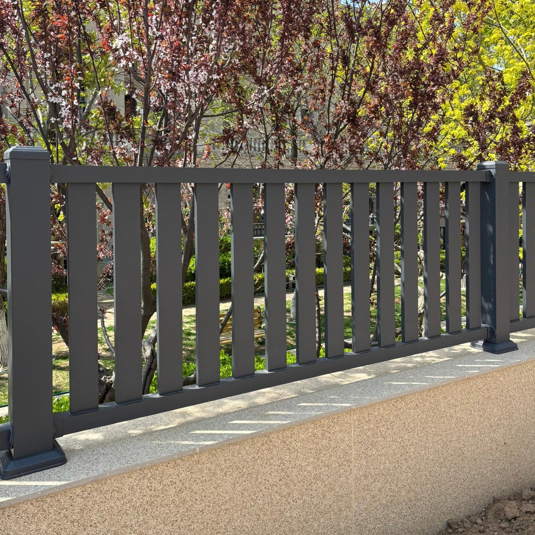 Modern Style Heavy Duty Aluminum Slat Fence with Gaps for Villa Backyard Weatherproof Adjustable Spacing Option