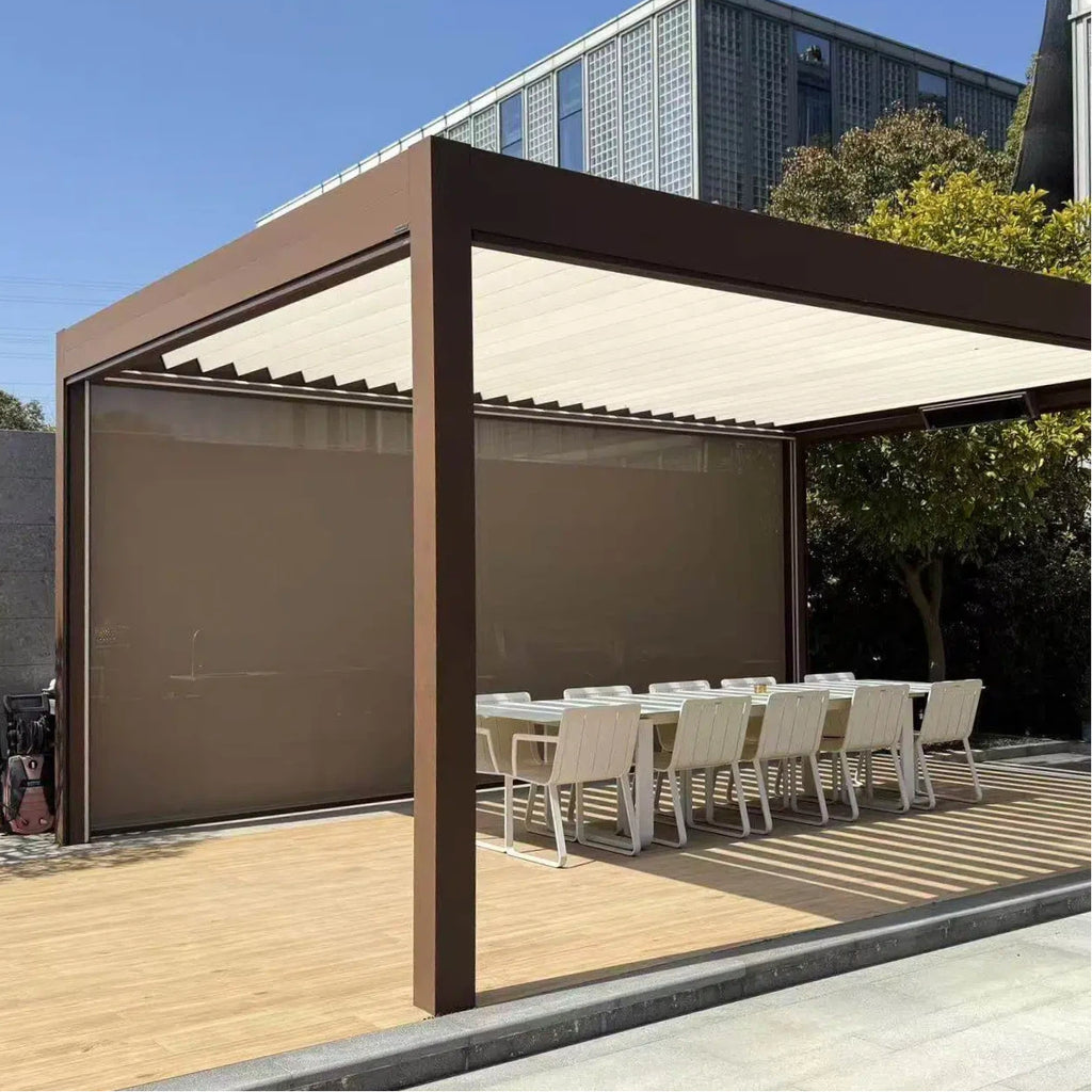 Hot Sale Electric Aluminium Alloy Pergola Intelligent Adjustable Sunshade Louver Waterproof for Outdoor Living Courtyard Garden