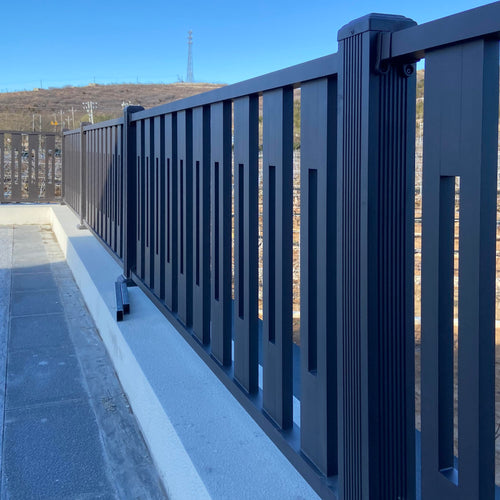 Aluminum Vertical Slat Fence with Open Spacing and Hollow Elements for Backyard Terrace Privacy Screen Rustproof Long Life