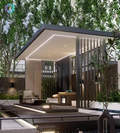 Luxuriöse Allwetter-Pergola mit fester Überdachung (oben befestigte Stütze mit anpassbarer Größe)